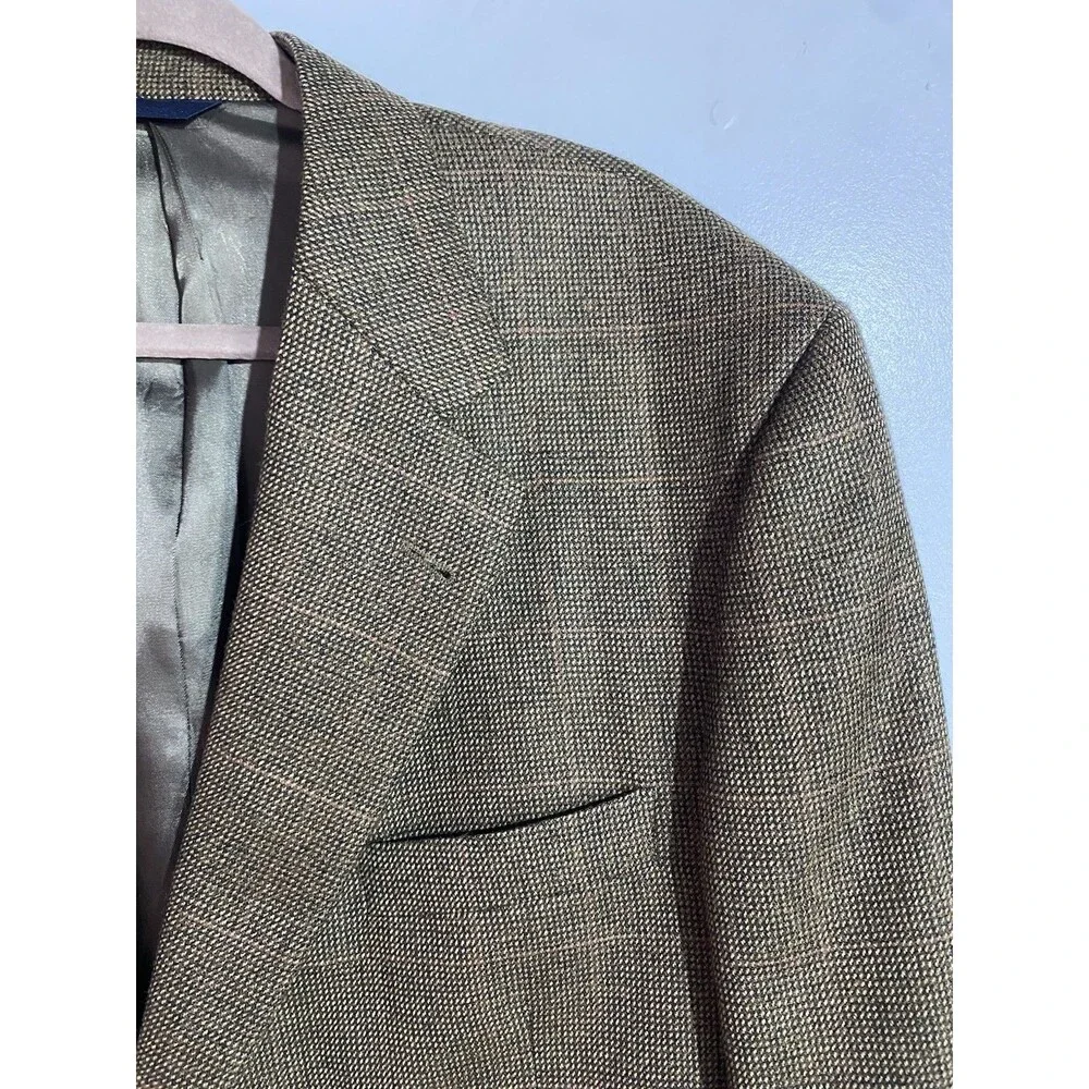 Burberry Blazer‎ Mens 46L Burberry Blue Wool Windowpane Corpcore Office Business