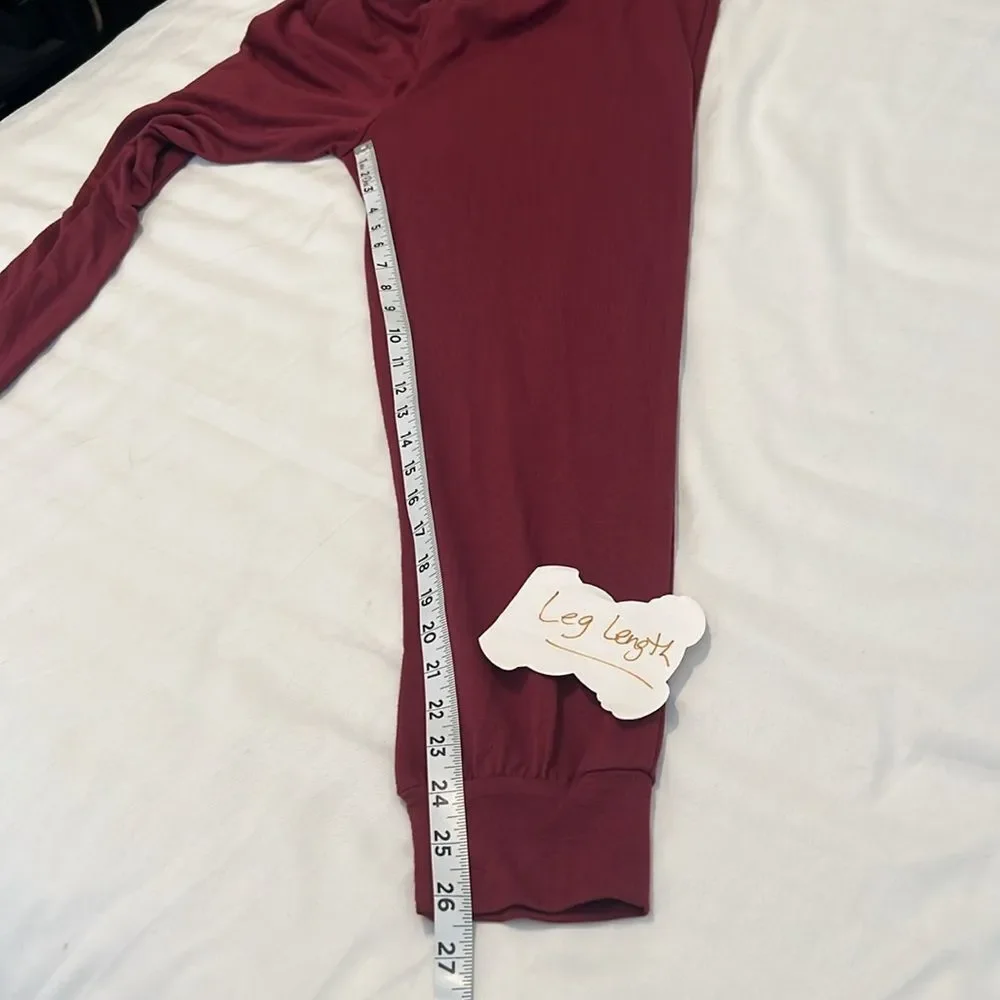 NWT Pretty Garden size small long sleeve elastic waist pockets burgundy jumpsuit