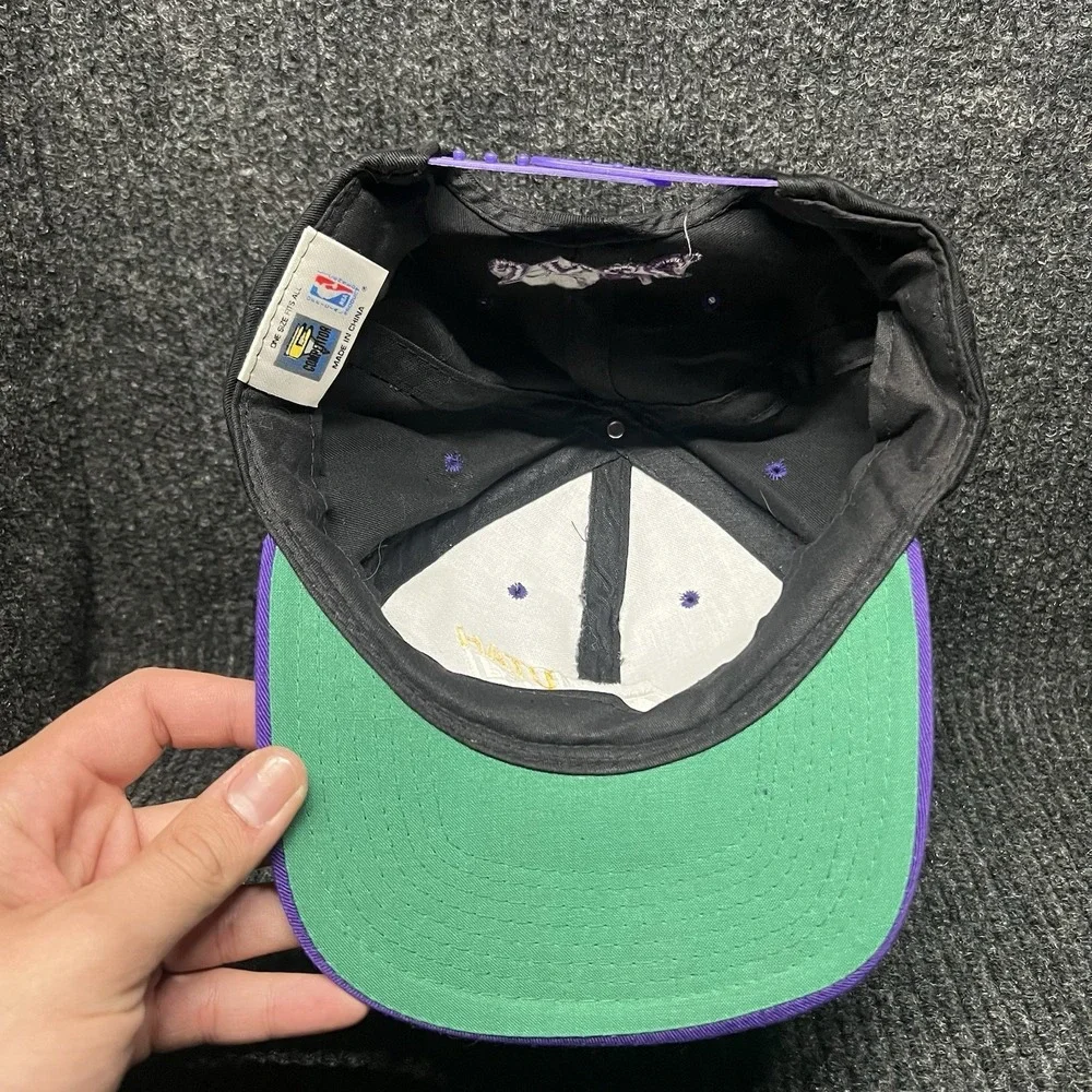 Vintage 90s Utah Jazz Competitor SnapBack Hat‎ Black And Purple Adjustable OSFA