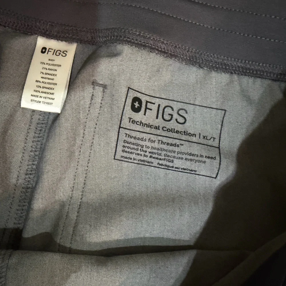 Figs Men's Charcoal Sweatpants with Teal Drawstring XL/T