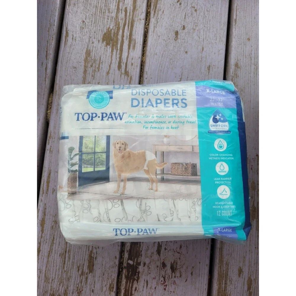 Top Paw Female & Male Dog Disposable Diapers Size XL 42 Ct - NEW