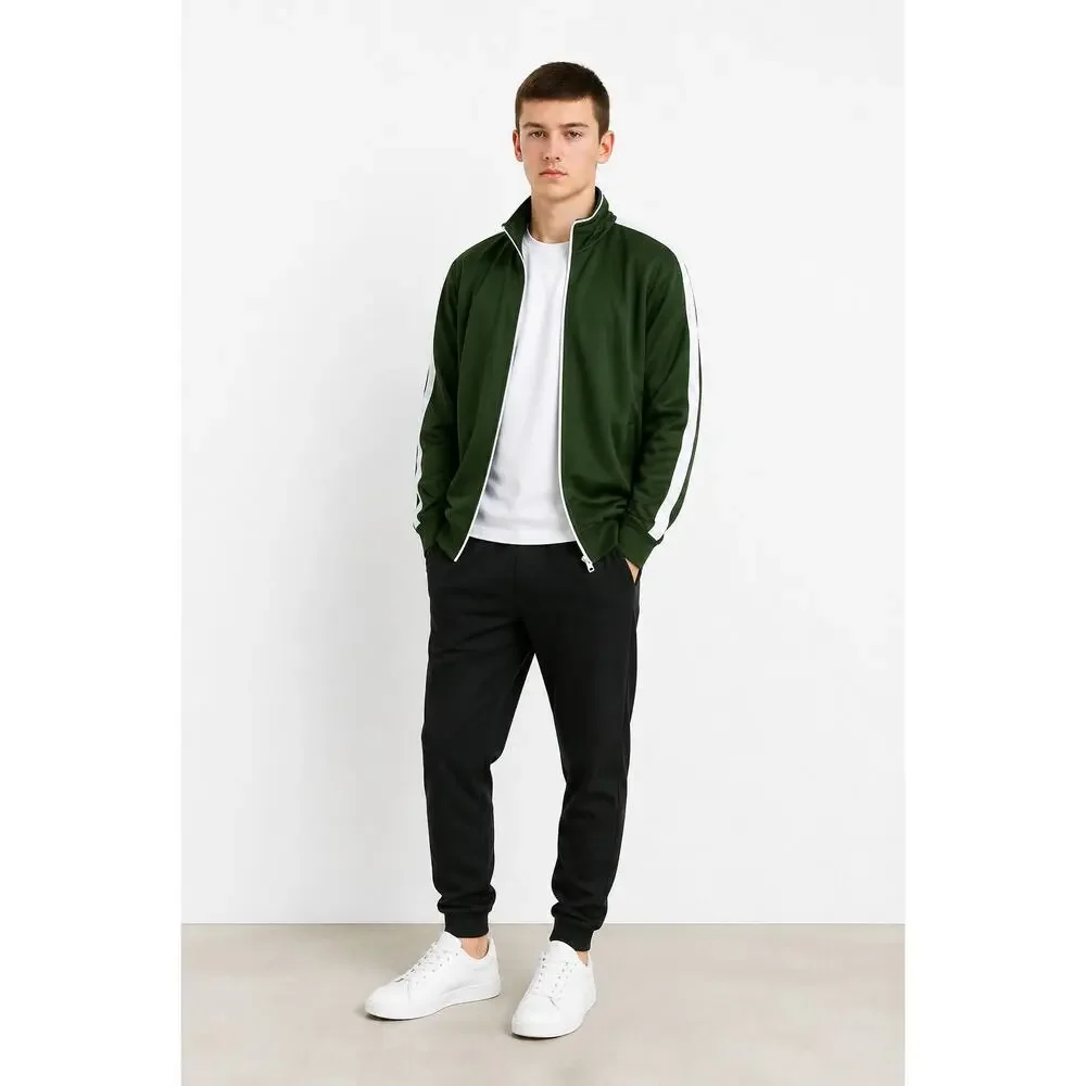 Matrix Boys Track Jacket Size L 10-12 Dark Green Full Zip Athletic Tricot NWOT