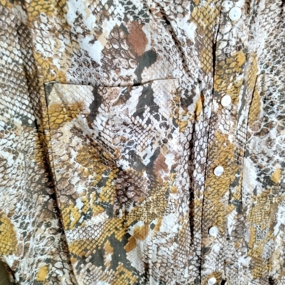 enza costa Cropped Snake-Print Cotton Jumpsuit Animal Print sz 3/ L