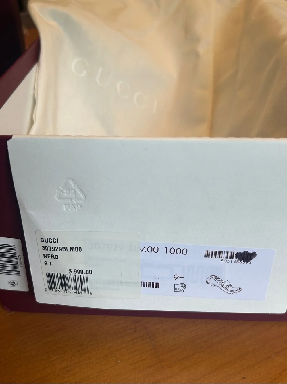 Gucci Authentic Size 9 1/2 Nero Horsebit 1953 Loafer Box Shoe Bags