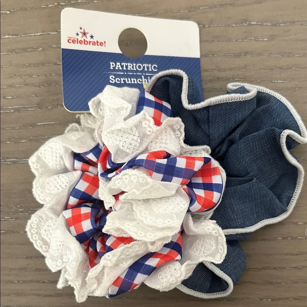 Patriotic Scrunchie Set of 2 - Red, White, Blue