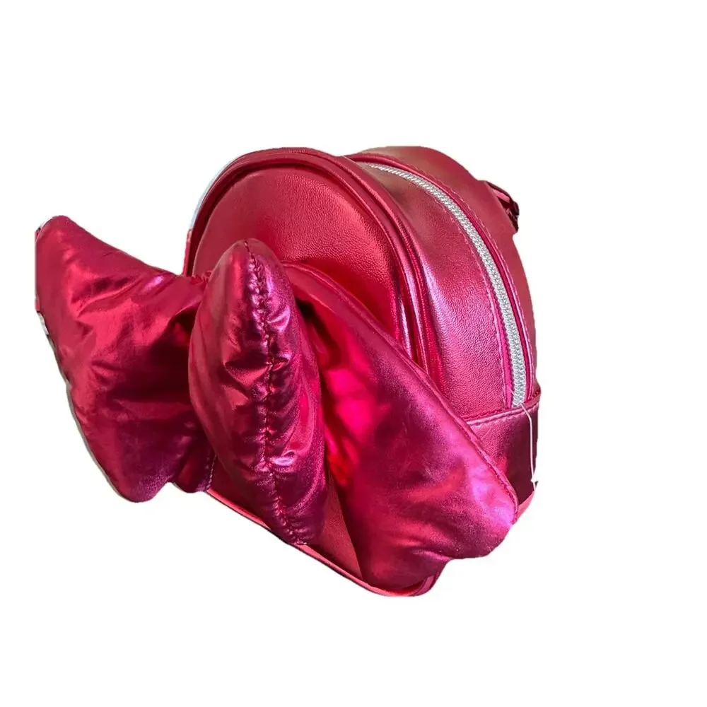 Bath and Body Works Puffy Bright Pink Bow Metallic Mini Backpack NWT Girls