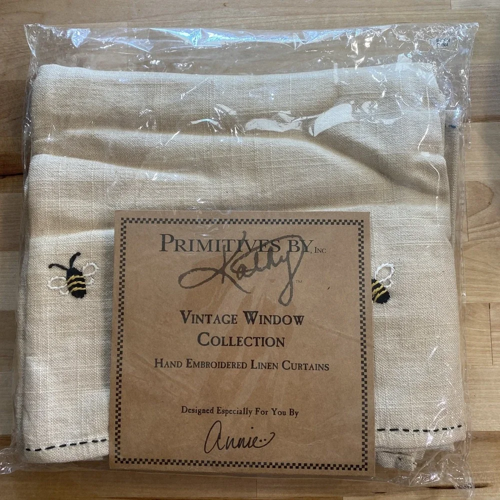 Primitives by Kathy BEE Embroidered Tier Panel Curtains 24
