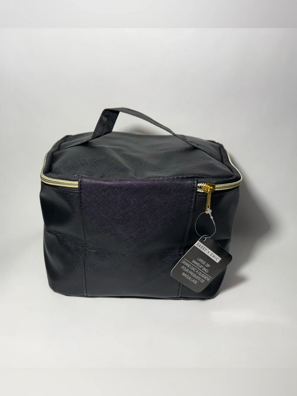 Sassy + Chic Large Black Makeup Bag Travel Toiletry Organizer Case NWT 8x6x5 in