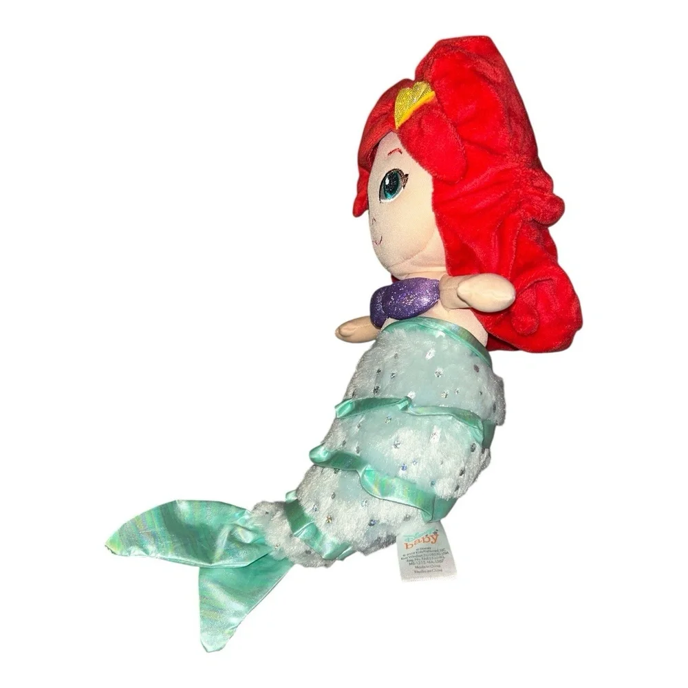Disney Baby Ariel 12” Plush Doll Little Mermaid Sparkle Crinkle Tail with Sound