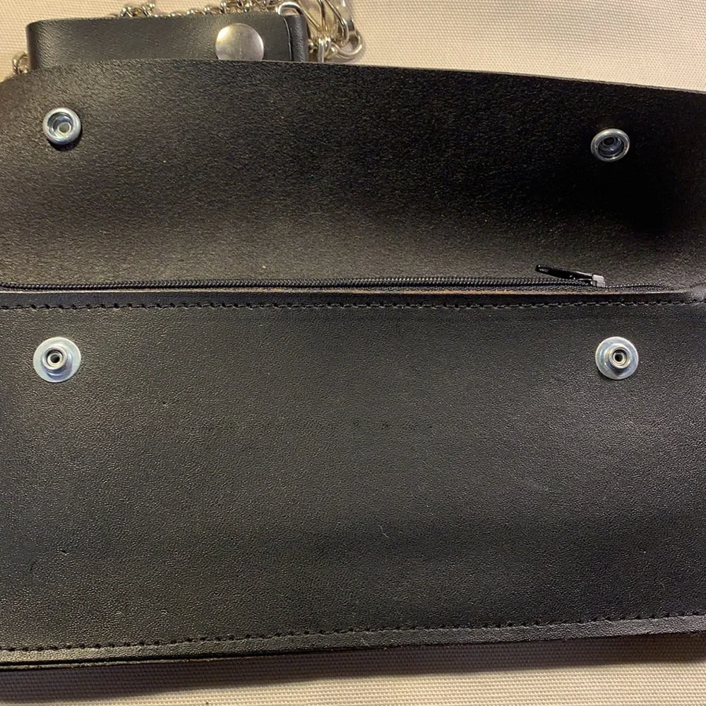 NWOT Leather large wallet on a chain, Motocycle