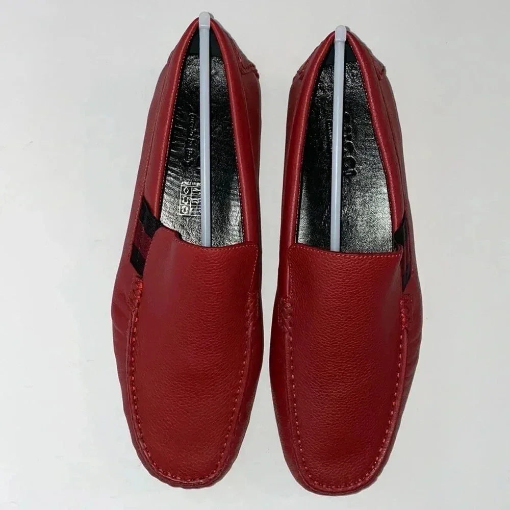 Gucci Driver Red Leather Loafers G7, US8