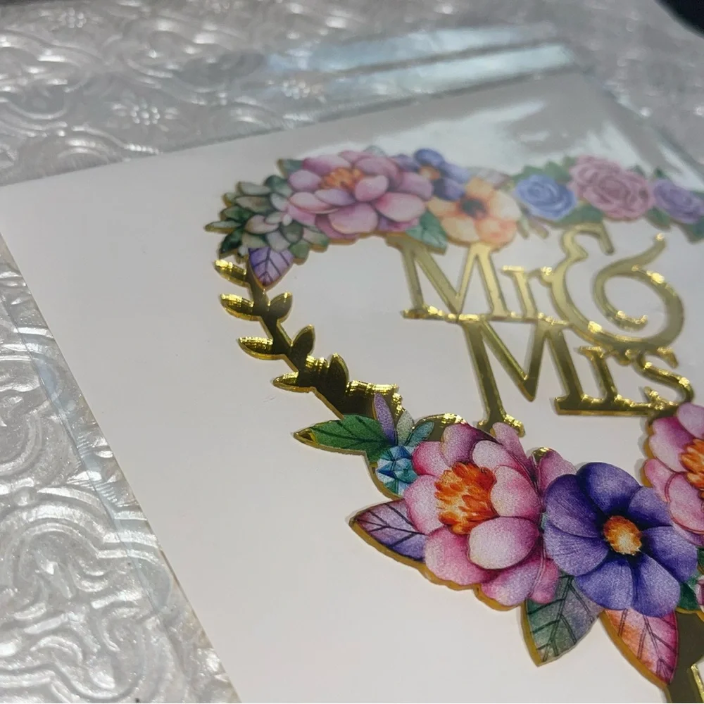 New - Mr & Mrs. Cake topper - Floral Design