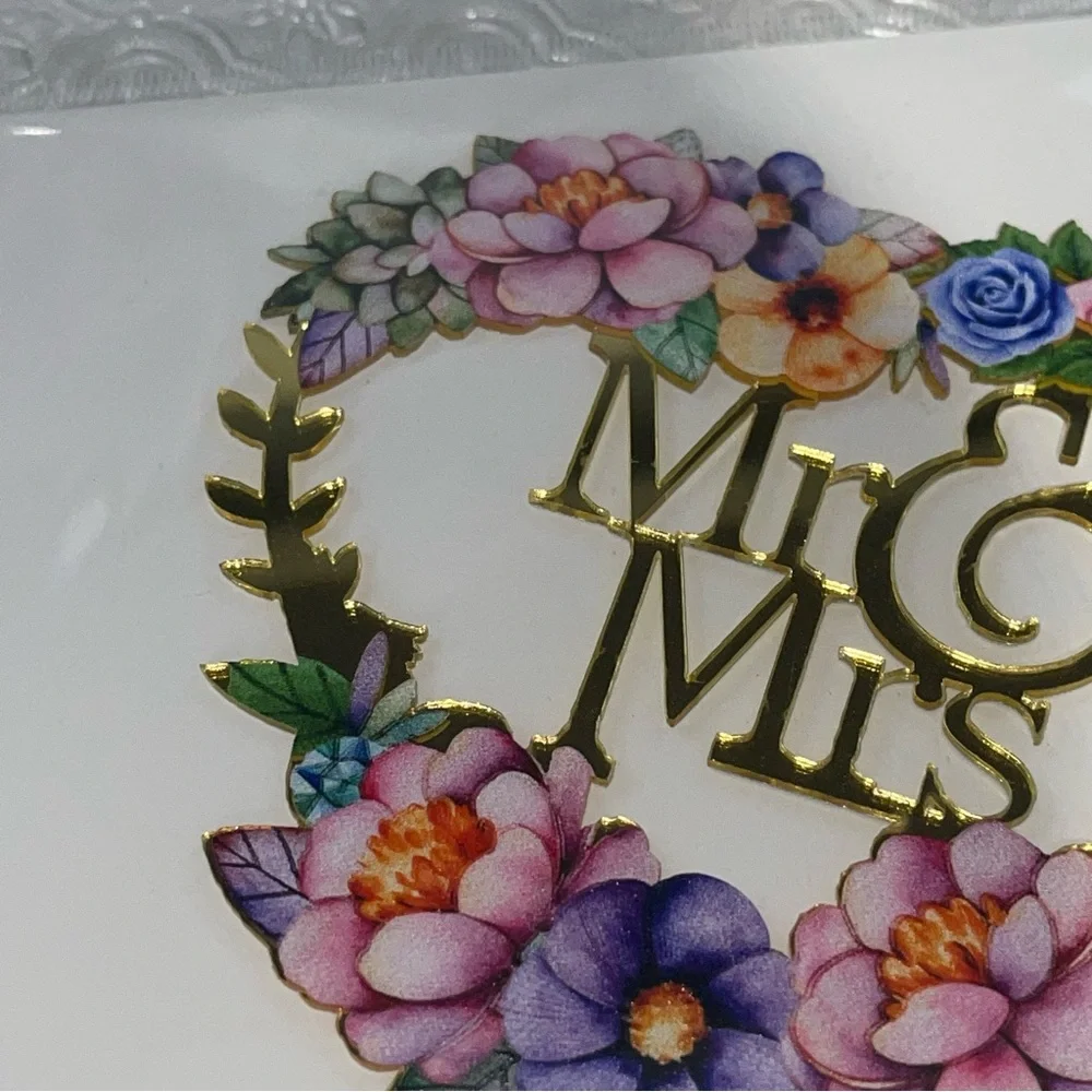 New - Mr & Mrs. Cake topper - Floral Design