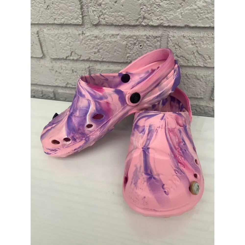 Skechers Girls Pink Tie Dye Rubber Sandals Size 5