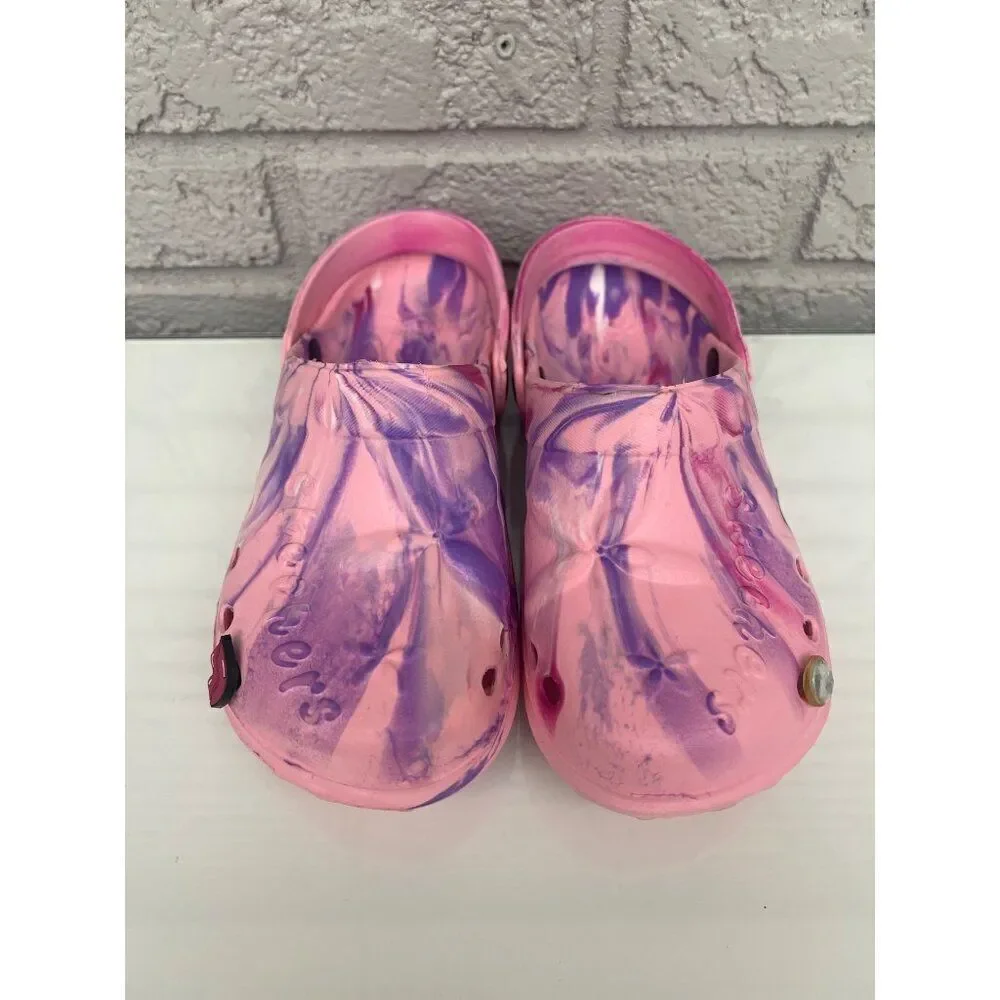 Skechers Girls Pink Tie Dye Rubber Sandals Size 5