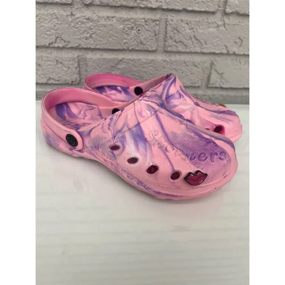 Skechers Girls Pink Tie Dye Rubber Sandals Size 5