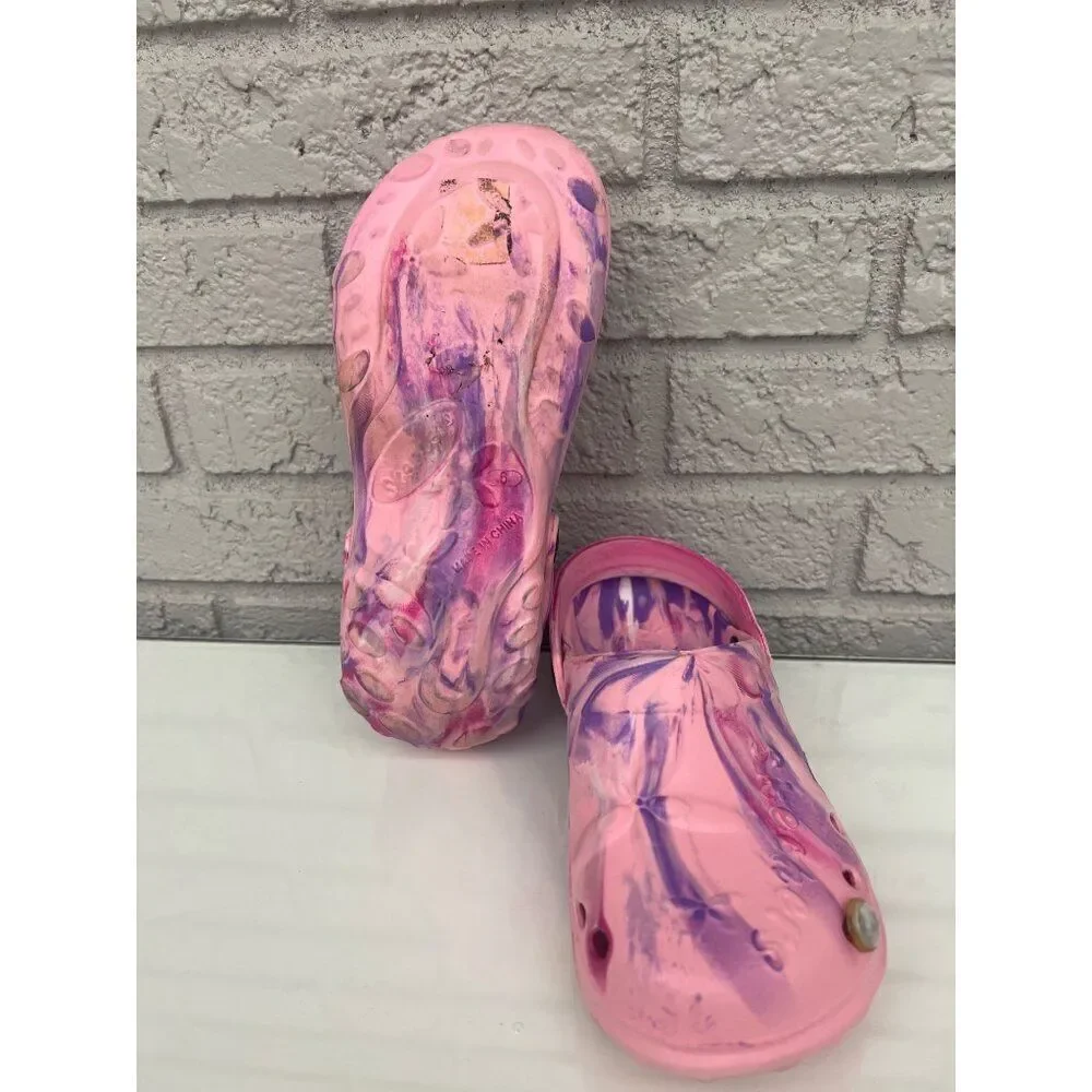 Skechers Girls Pink Tie Dye Rubber Sandals Size 5