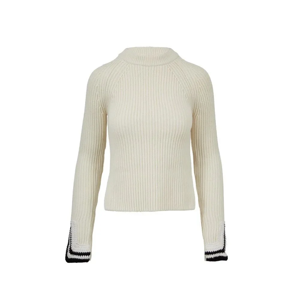 Helmut Lang Butter Crochet Detail Crewneck Sweater Size XS Retail $520
