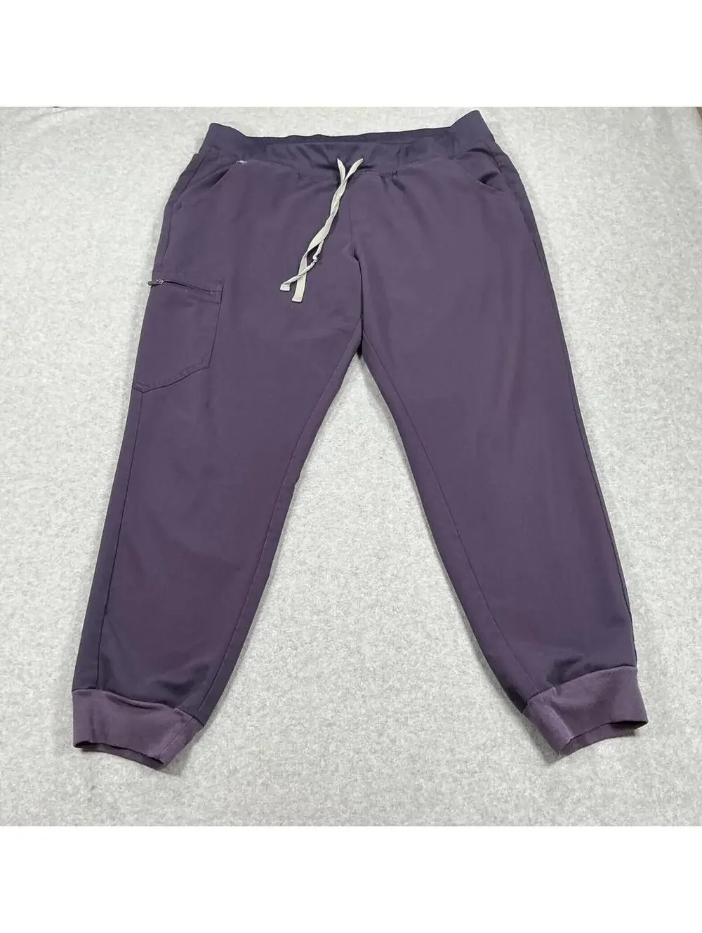 Figs Purple Jogger Pants with Zipper Pocket and Drawstring Waist (468)