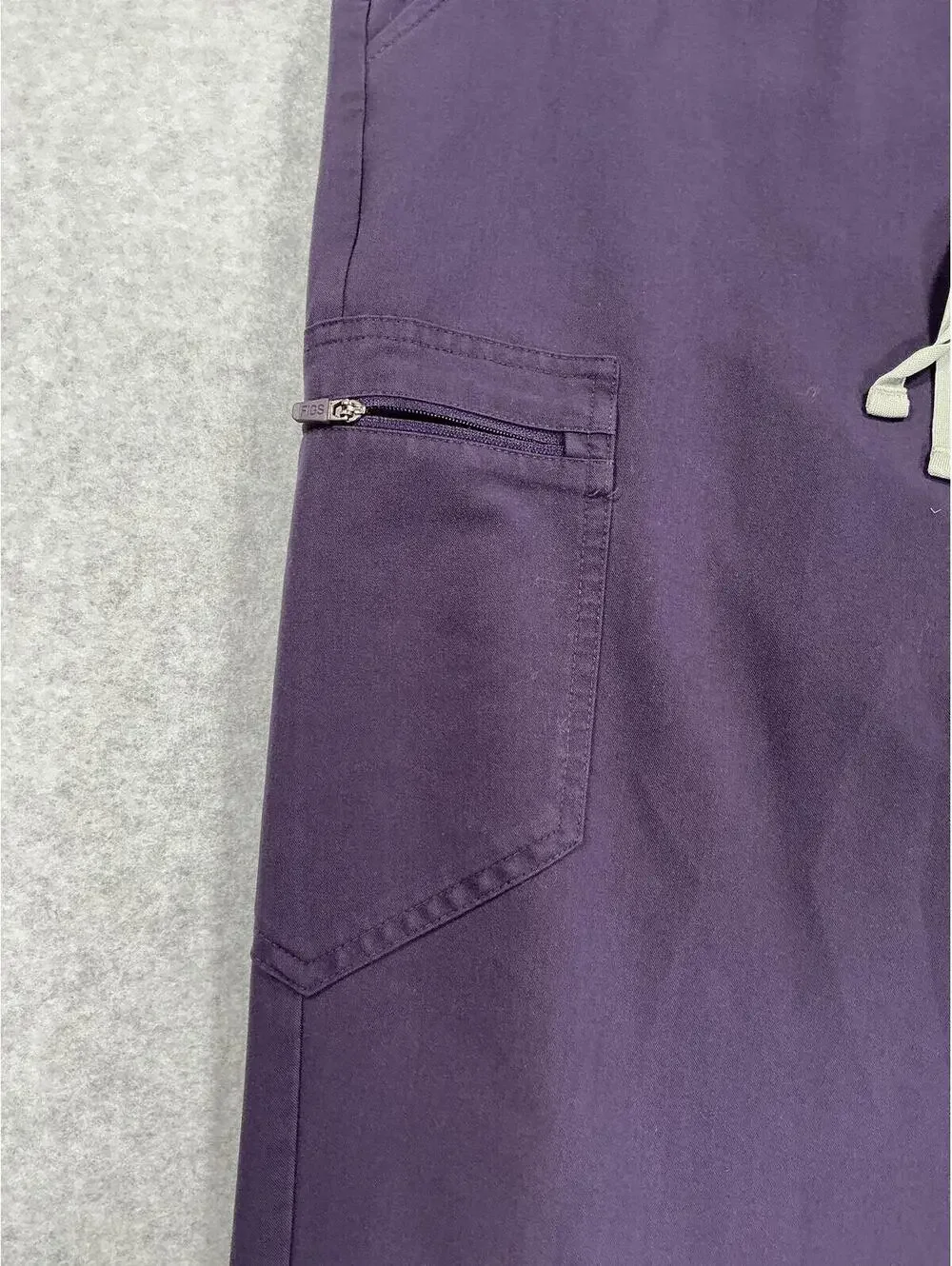 Figs Purple Jogger Pants with Zipper Pocket and Drawstring Waist (468)