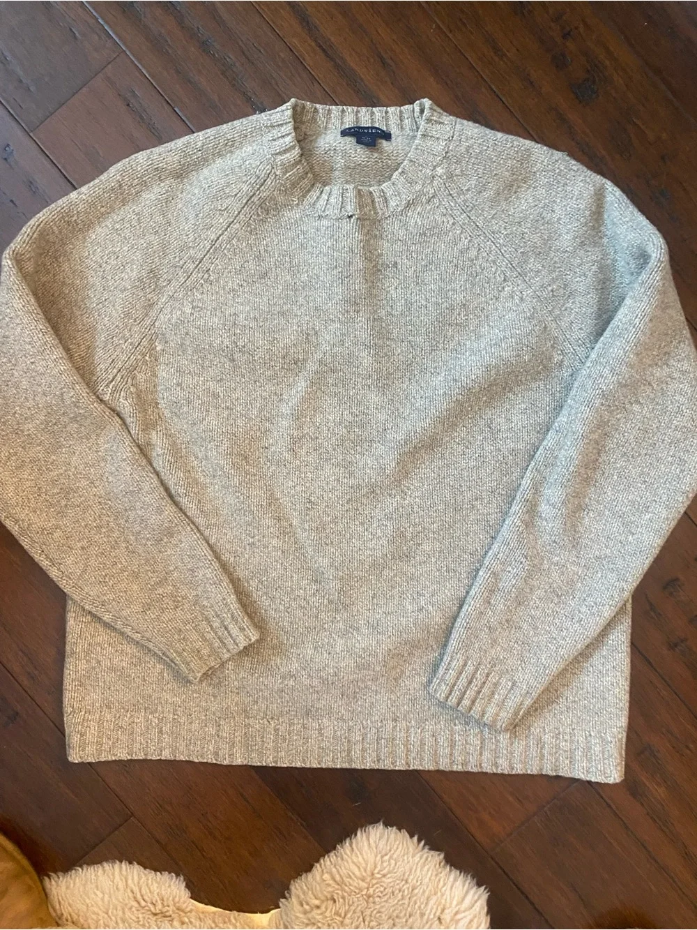 Lands' End Men's Crewneck Sweater in Heather Light Gray