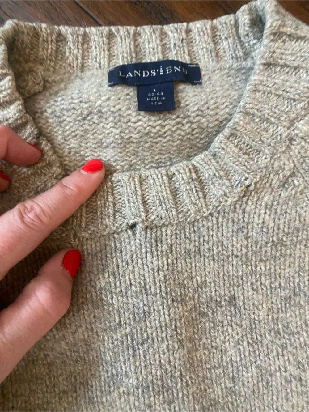 Lands' End Men's Crewneck Sweater in Heather Light Gray