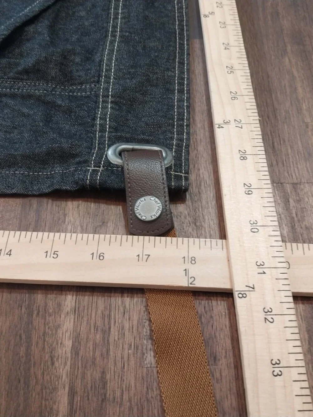 Chef Works Half Apron Black Denim Berkley Urban Collection 100% Cotton Pockets.