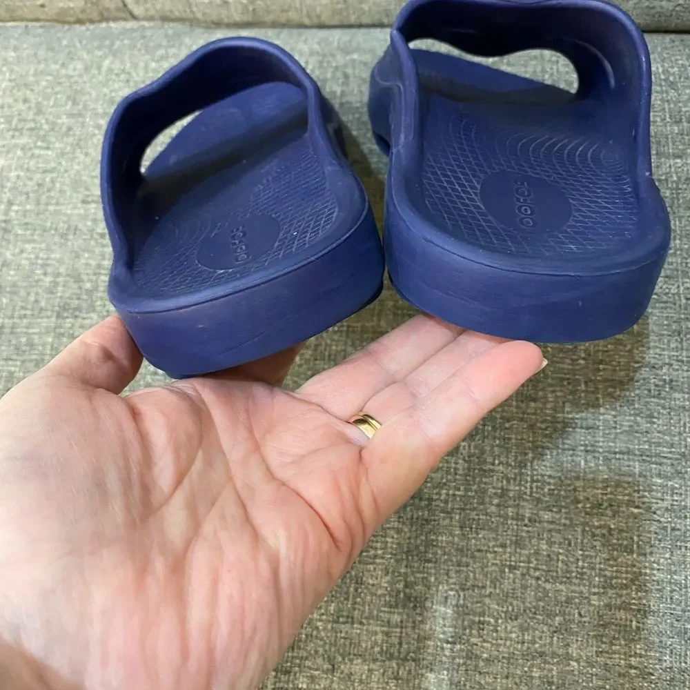OOFOS Navy Blue Slide Sandals Men Size 11