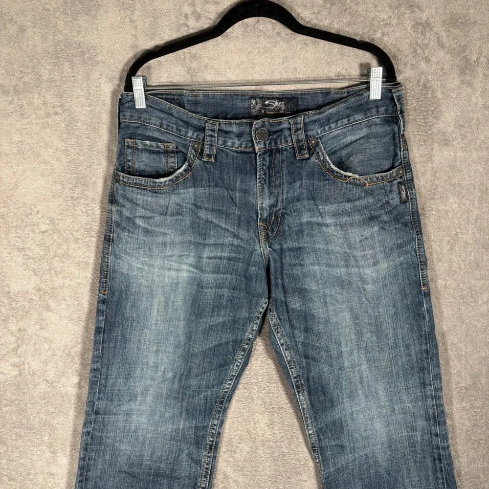 Silver Jeans Co Gordie Jeans‎ Mens Fit 34x28 Loose Fit Straight Leg Blue Denim