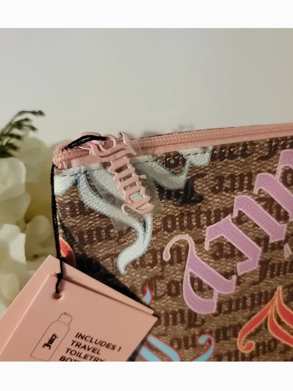 NWT Juicy Couture Pink Script Logo Cosmetic Pouch
