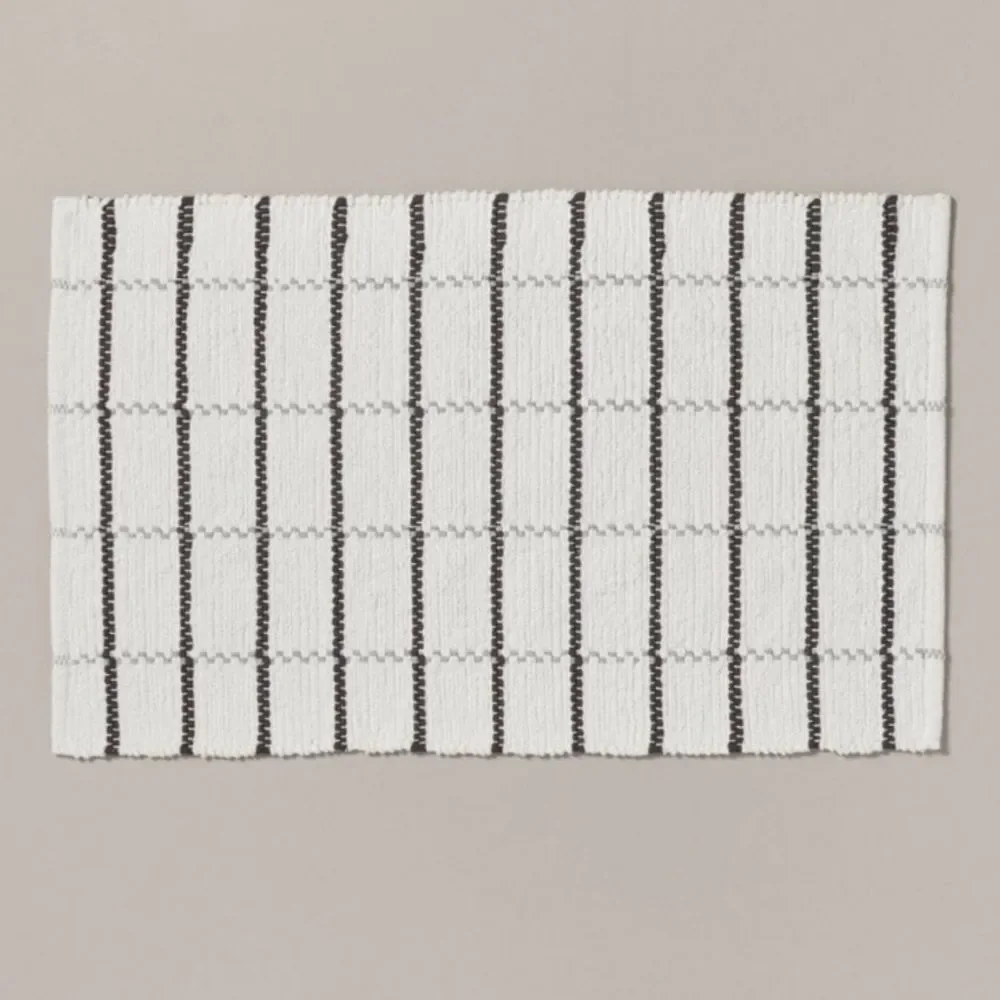 Hearth & Hand Woven 20x32” Grey and White Striped Bath Mat