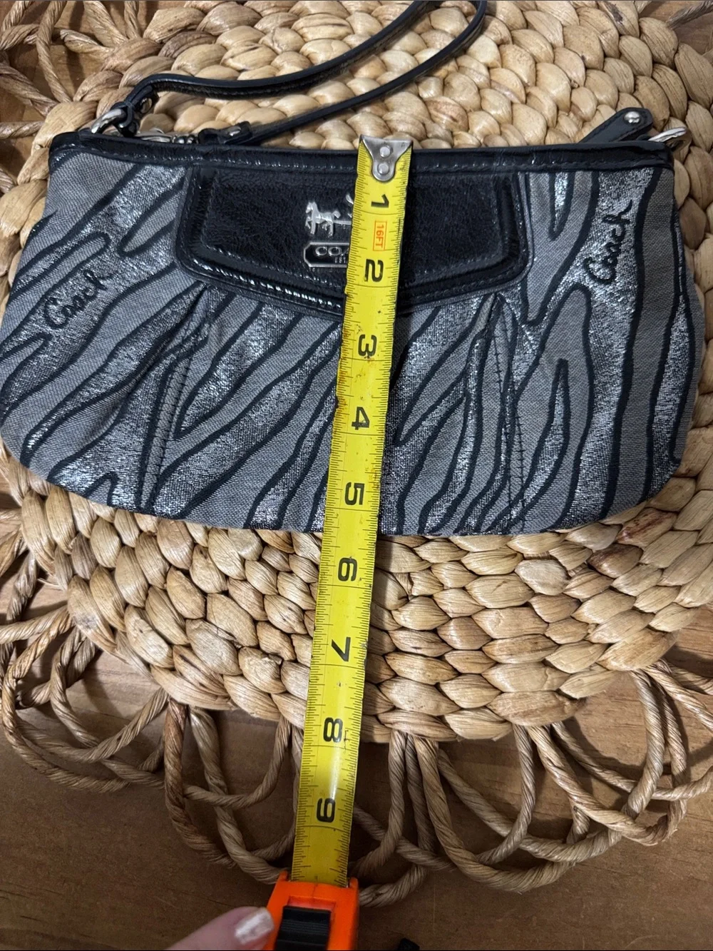 Coach Canvas Metallic Zebra Animal Print Wristlet Wallet Clutch - Vintage