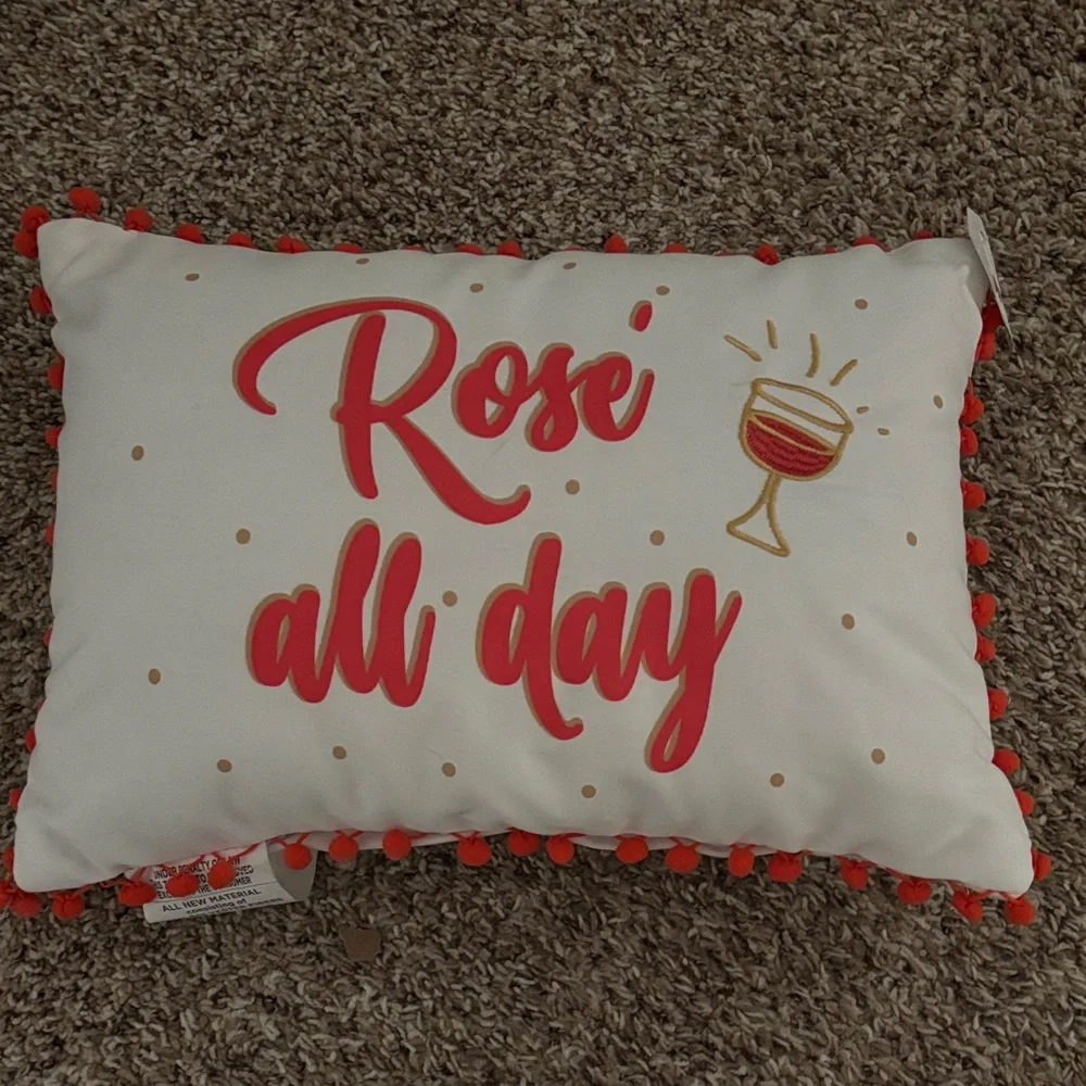 Festive 'Rosé All Day' Holiday‎ Pillow