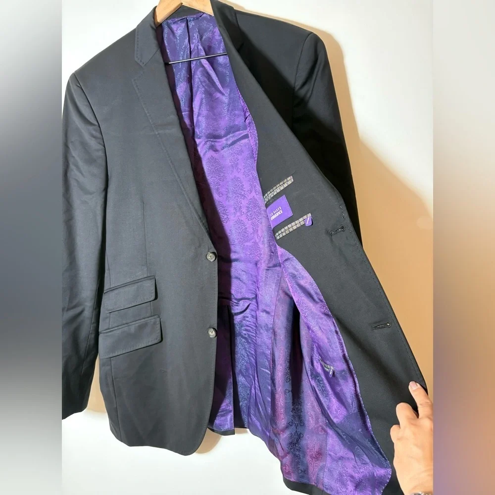 Ted Baker Sport Coat Mens 42 Black Purple Endurance Wool Liner Jacket Blazer
