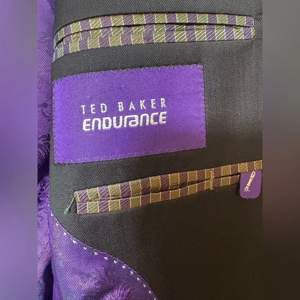 Ted Baker Sport Coat Mens 42 Black Purple Endurance Wool Liner Jacket Blazer
