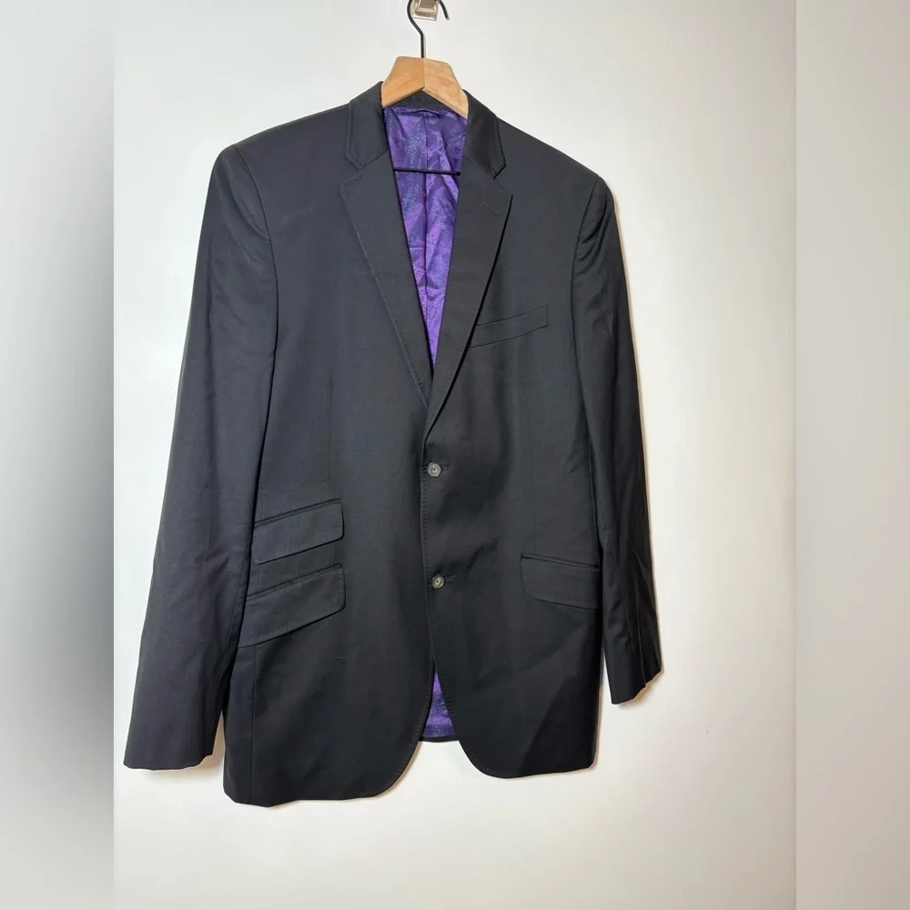 Ted Baker Sport Coat Mens 42 Black Purple Endurance Wool Liner Jacket Blazer