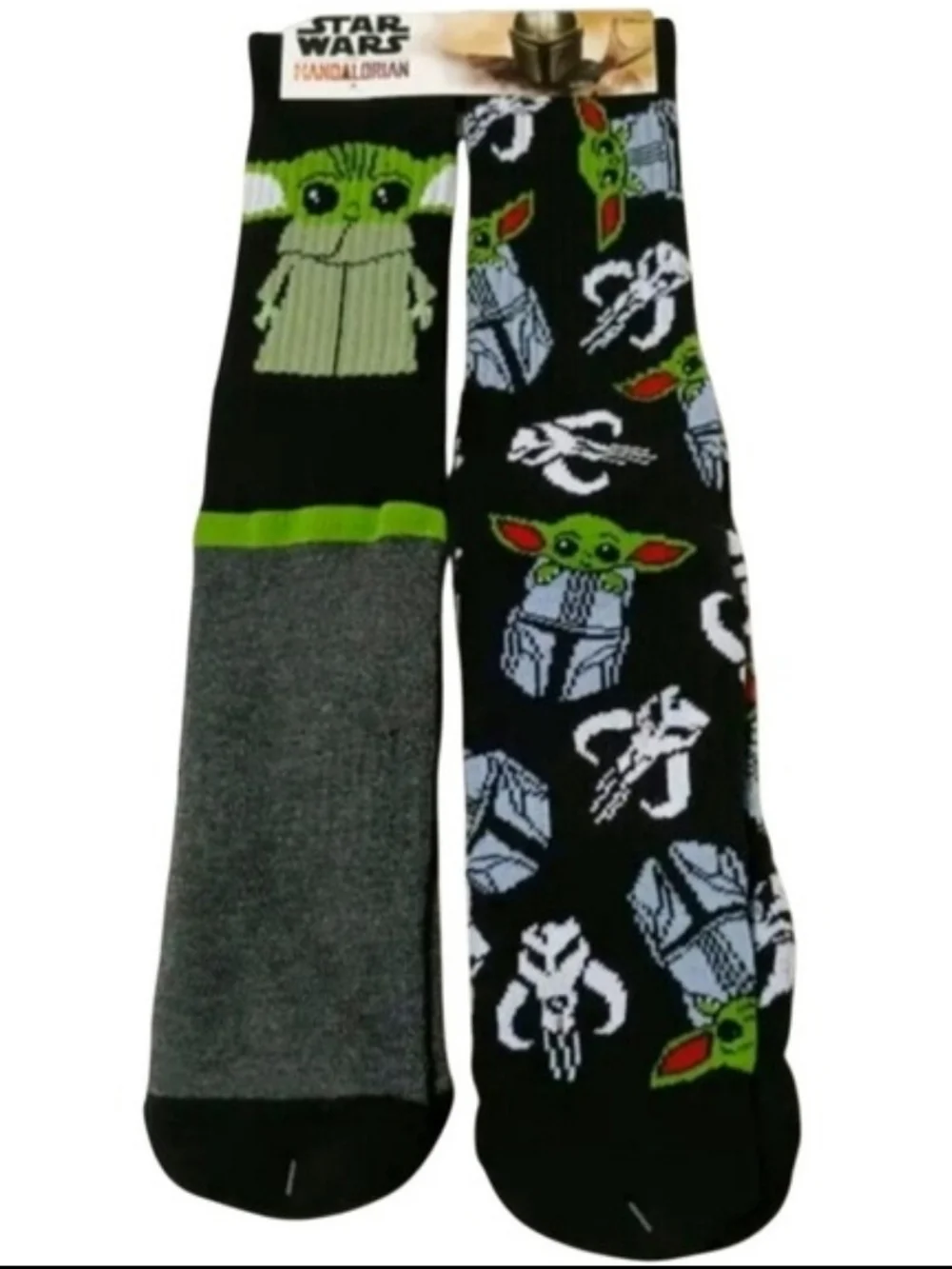 Star Wars Mandalorian Grogu Baby Yoda Sock Long Crew Socks Black Green