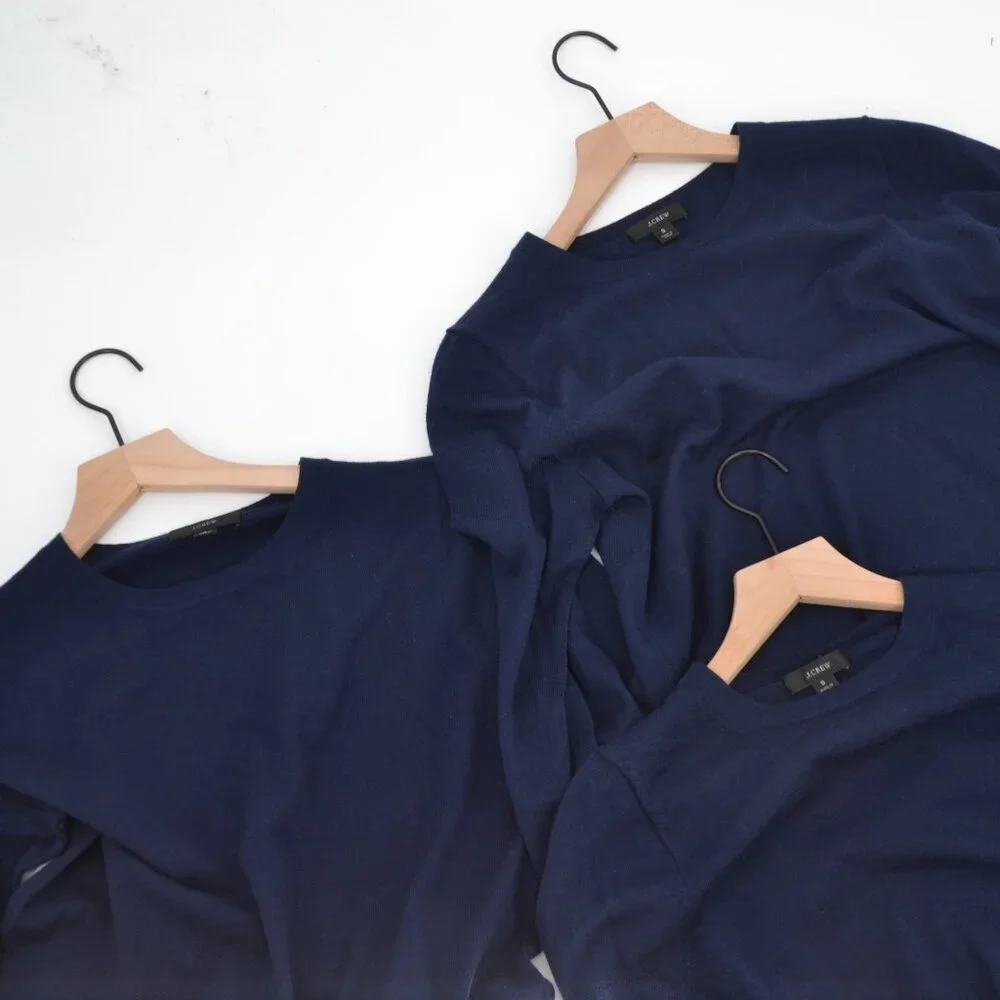 J. Crew Margot Crewneck Sweater Wool Size S Navy Blue