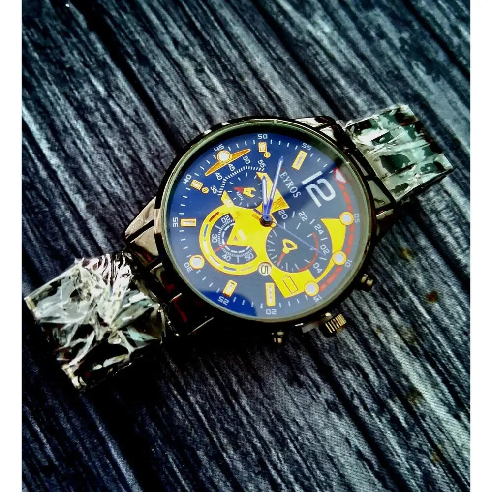 Rare Vintage Eyros‎ Arcade Dial Chronograph New Old Stock