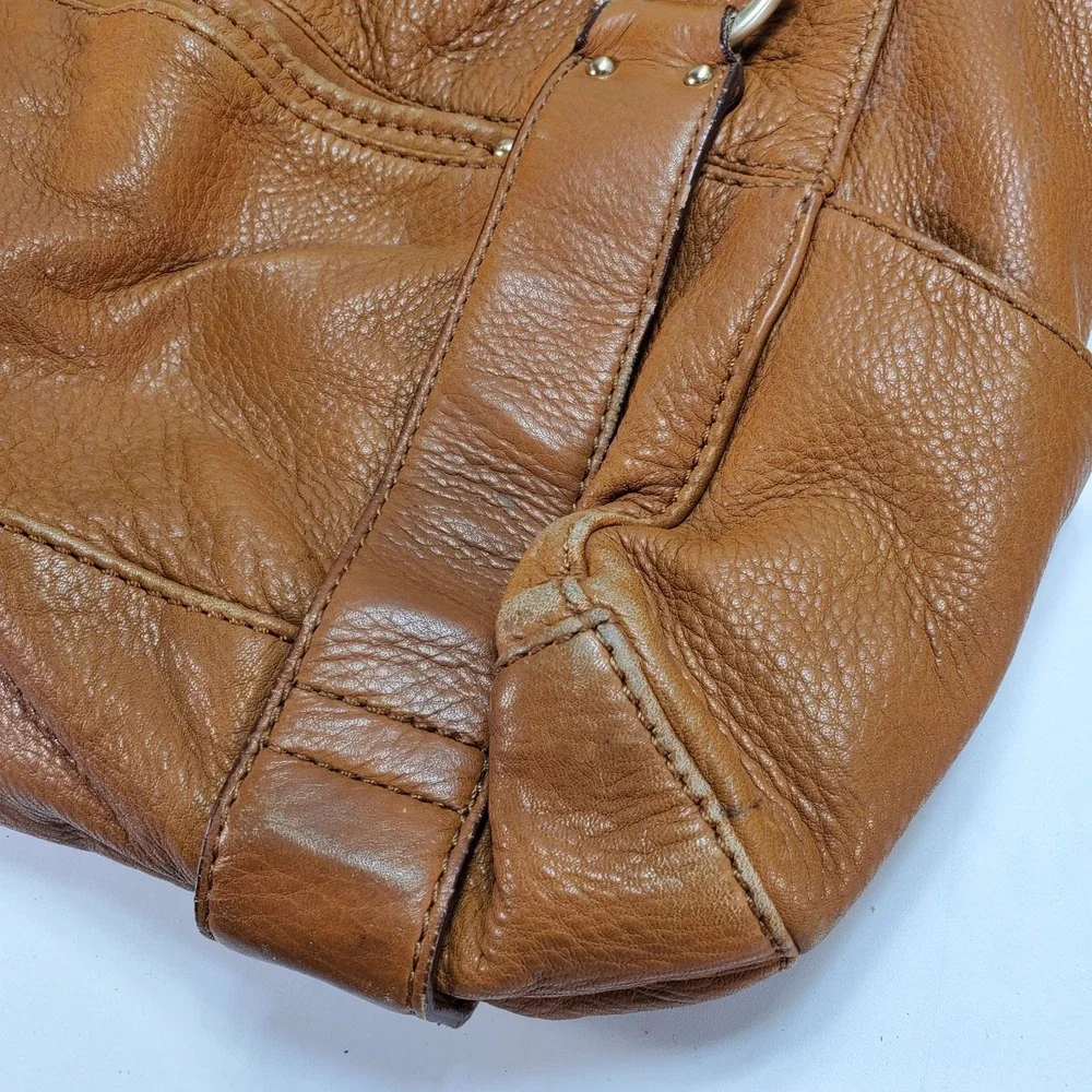 Michael Kors Rust Brown Multi‎ Pocket Pebbled Leather Shoulder Bag Y2K Hobo
