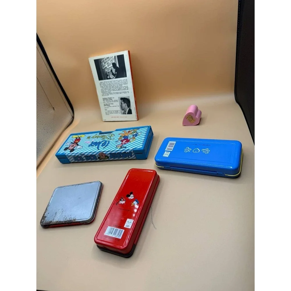 Vintage The Gospel According To Peanuts 1965 & Lot Of 5 Mickey Mouse Pencil Case