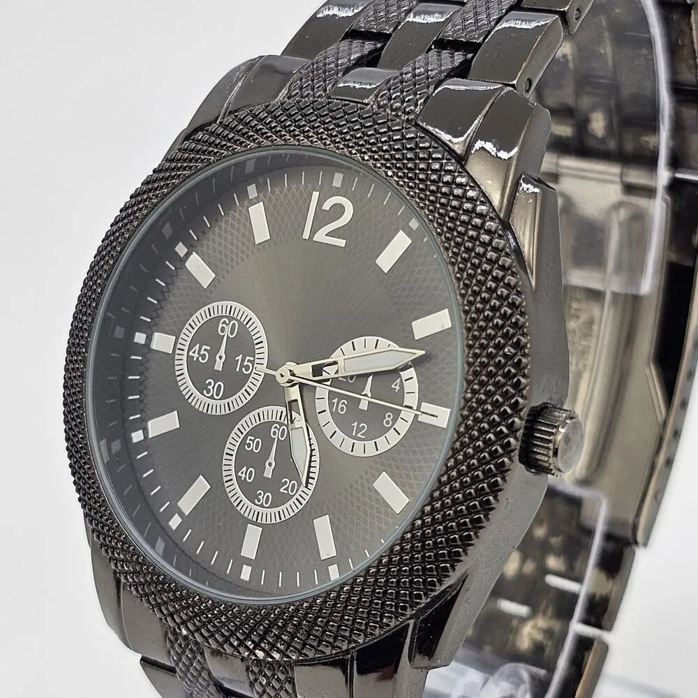 45MM Watch Men's‎ Black Dial Black Case Black Bracelet Band 7