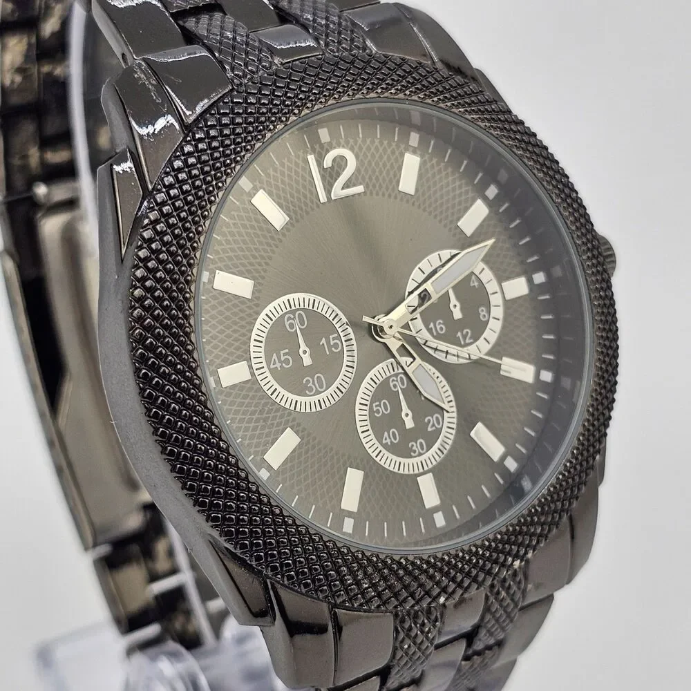 45MM Watch Men's‎ Black Dial Black Case Black Bracelet Band 7