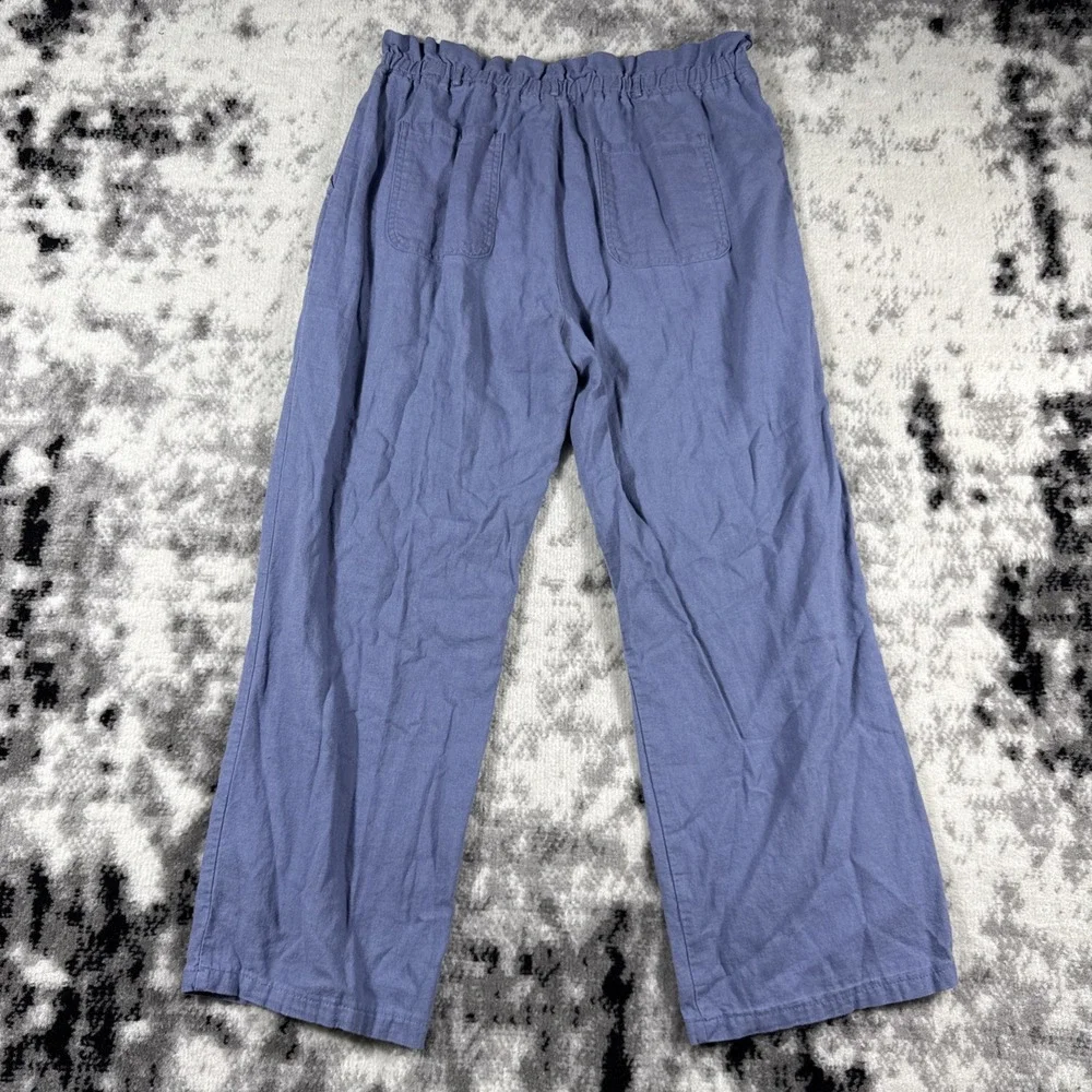 Love Tree Pants Womens Size Large Blue Wide Linen Viscose‎ Pull On Hippie