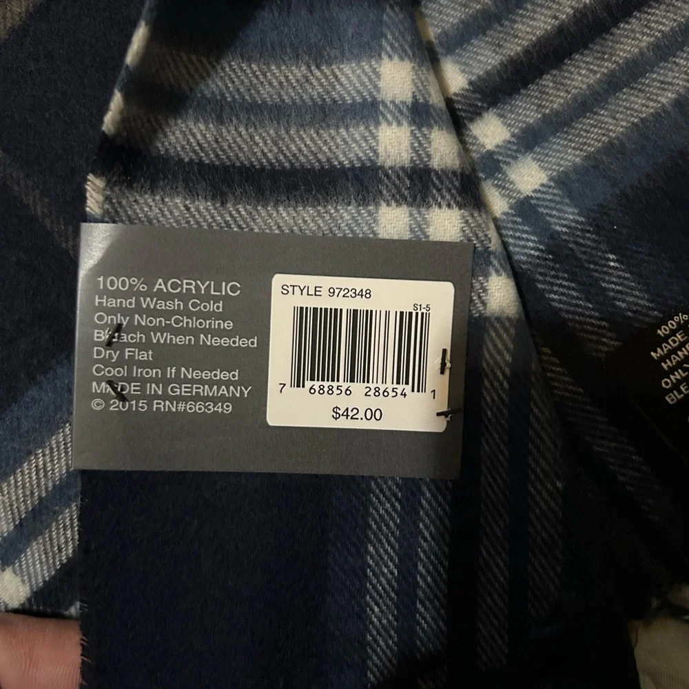 NWT John Bartlett Statements‎ Plaid Scarf Made in Germany
