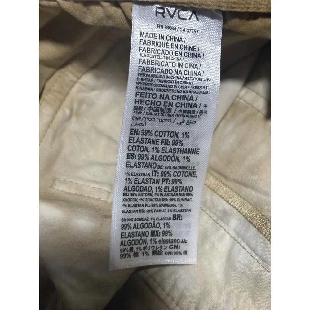 RVCA Men's Tie Dye Civic Bleached Corduroy Shorts Belt Size Medium 17
