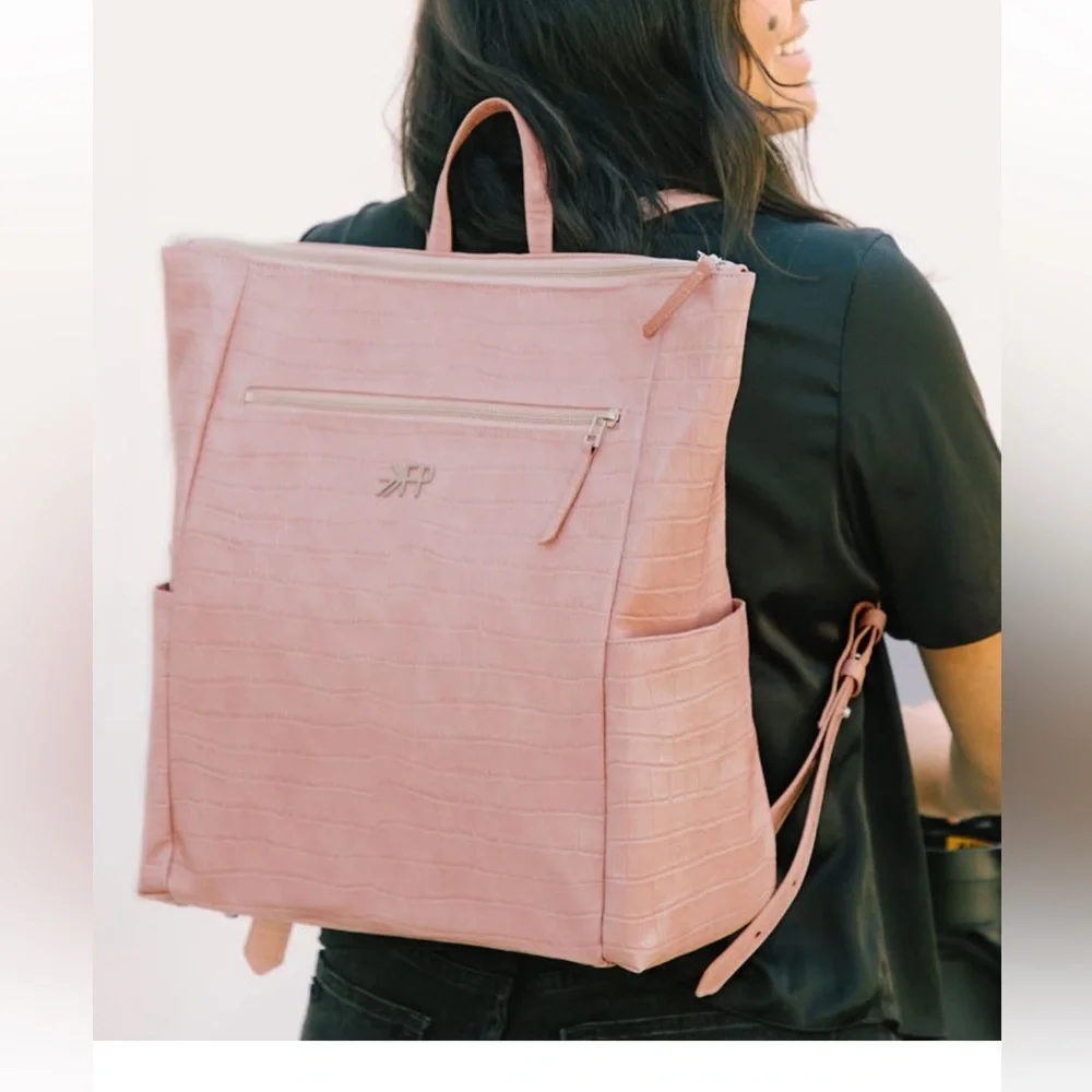 Minimal Water Resistant Faux Leather Diaper Backpack FRESHLY PICKED