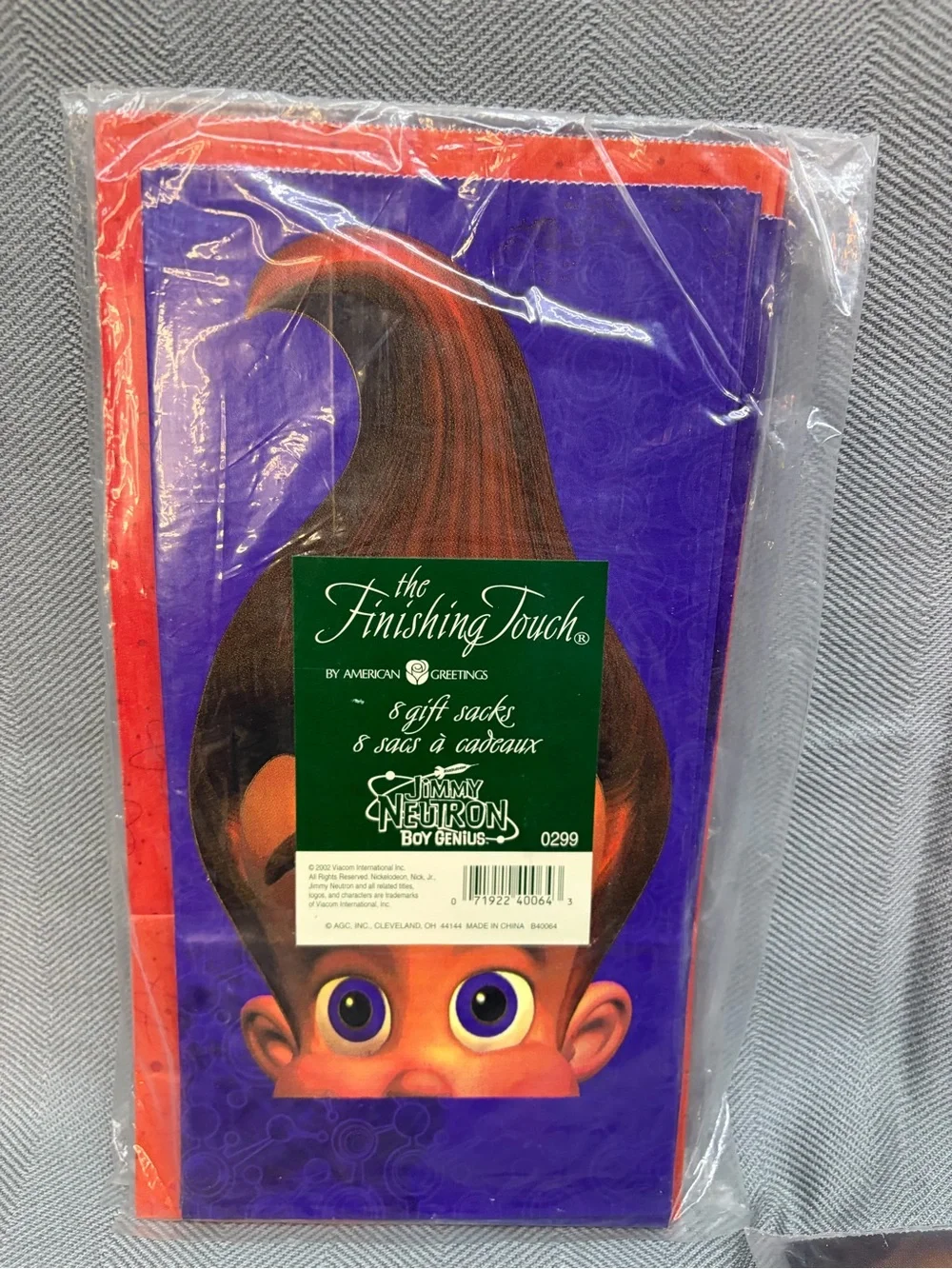 Vintage rare  Jimmy Neutron  new American greetings gift sacks 5 packages/8 each