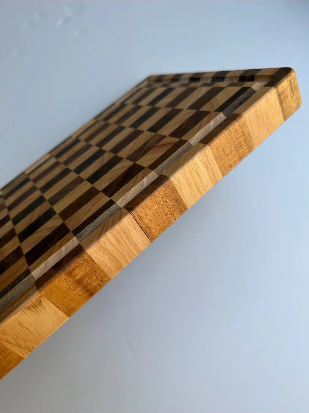 Checkered Brown & Tan Acacia Wood Cutting Board