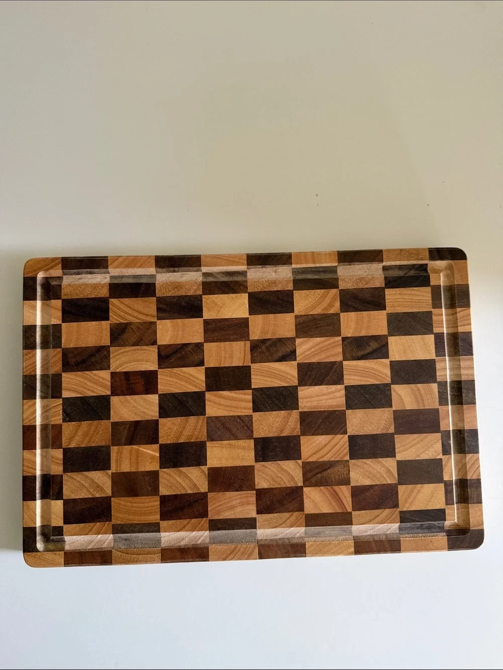 Checkered Brown & Tan Acacia Wood Cutting Board